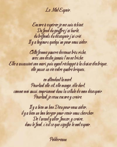 Le poème en image: Le Mot Espoir.