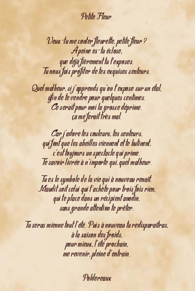 Le poème en image: Petite Fleur.