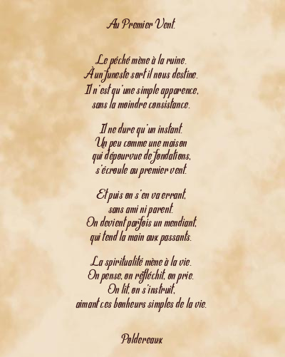 Le poème en image: Au Premier Vent.