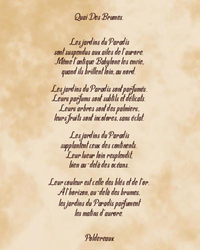 Le poème en image: Quai Des Brumes.