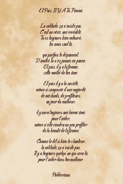 Le poème en image: Et Puis, Il Y A Ta Femme.
