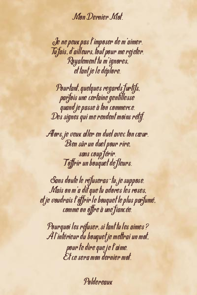 Le poème en image: Mon Dernier Mot.
