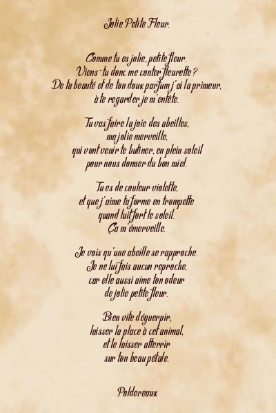 Le poème en image: Jolie Petite Fleur.