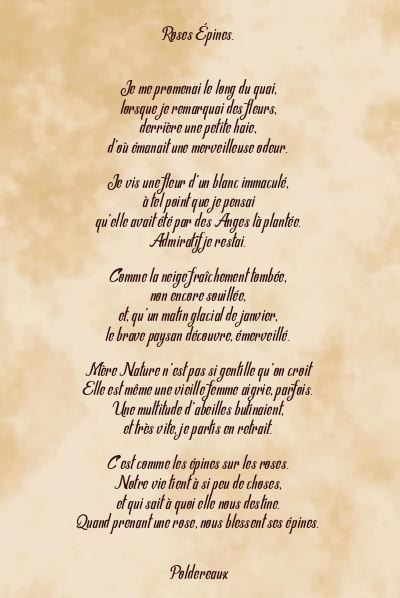 Le poème en image: Roses Épines.