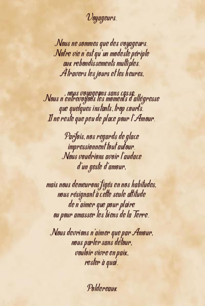 Le poème en image: Voyageurs.