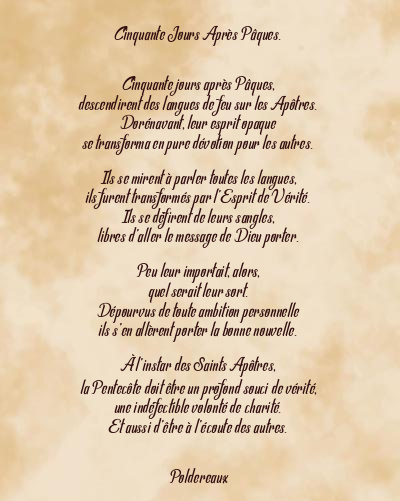 Le poème en image: Cinquante Jours Après Pâques.