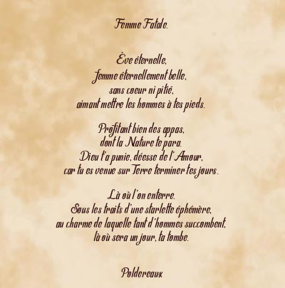 Le poème en image: Femme Fatale.