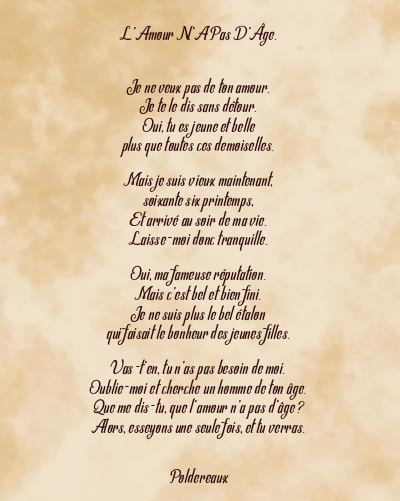 Le poème en image: L’amour N’a Pas D’âge.