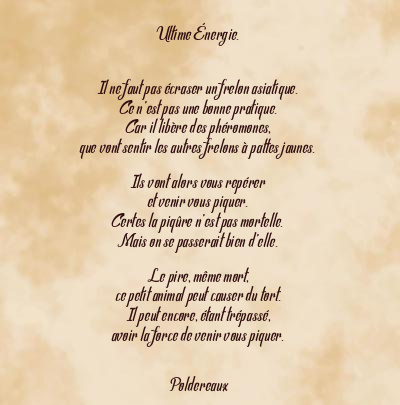 Le poème en image: Ultime Énergie.