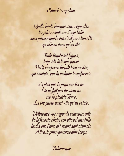 Le poème en image: Saine Occupation.