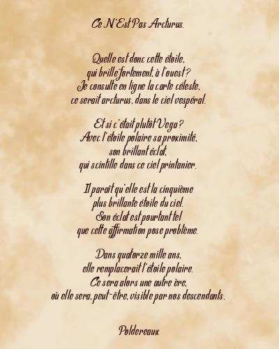 Le poème en image: Ce N’est Pas Arcturus.
