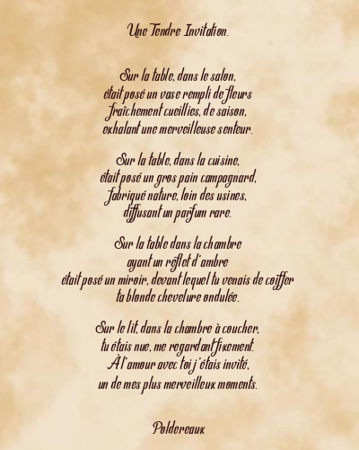 Le poème en image: Une Tendre Invitation.