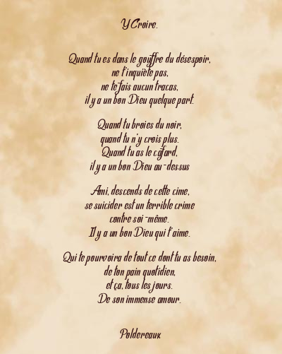 Le poème en image: Y Croire.