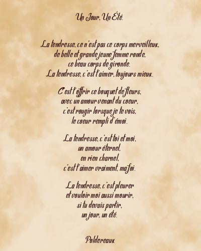 Le poème en image: Un Jour, Un Été.