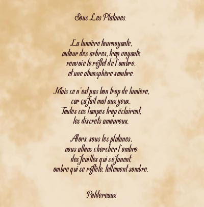 Le poème en image: Sous Les Platanes.