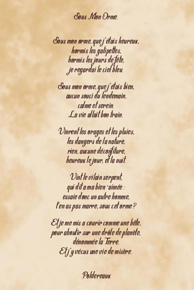 Le poème en image: Sous Mon Orme.