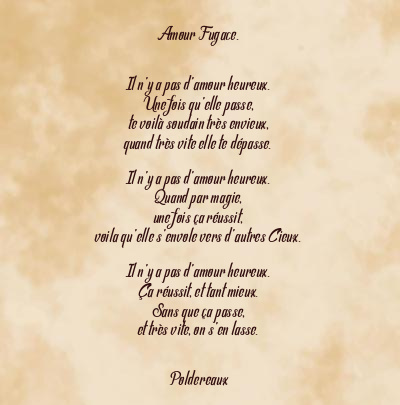 Le poème en image: Amour Fugace.