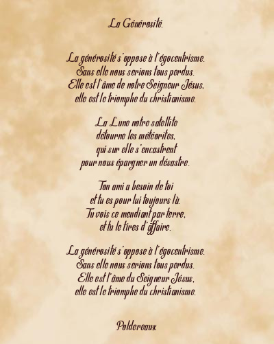 Le poème en image: La Générosité.
