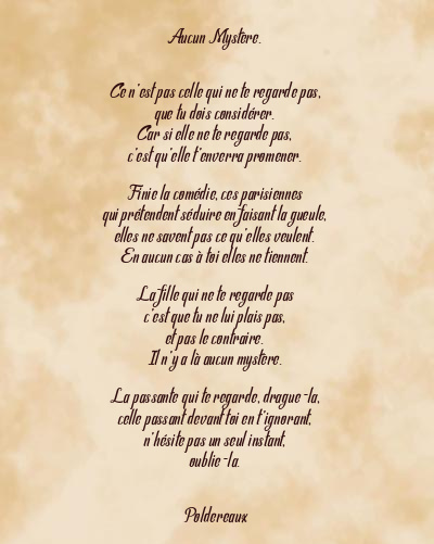 Le poème en image: Aucun Mystère.