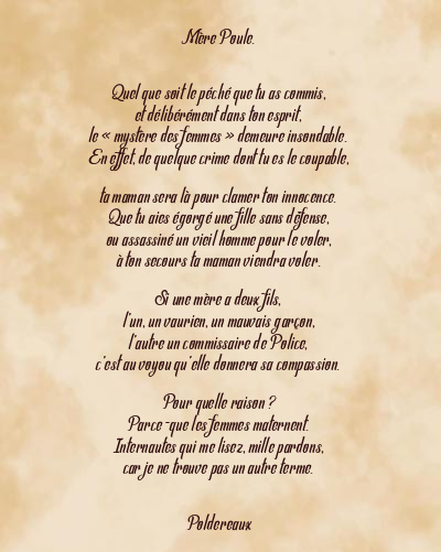 Le poème en image: Mère Poule.