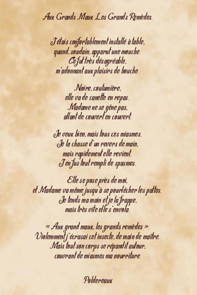 Le poème en image: Aux Grands Maux Les Grands Remèdes.
