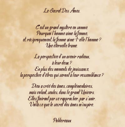 Le poème en image: Le Secret Des Âmes.