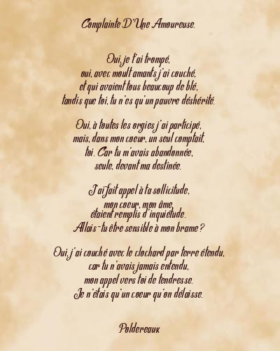 Le poème en image: Complainte D’une Amoureuse.