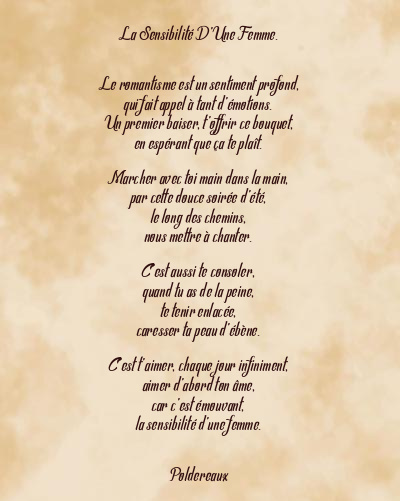 Le poème en image: La Sensibilité D’une Femme.