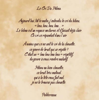Le poème en image: Le Cri Du Hibou.