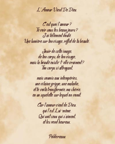 Le poème en image: L’amour Vient De Dieu.