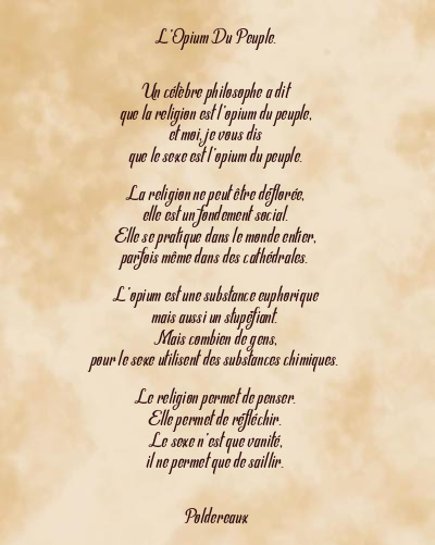 Le poème en image: L’opium Du Peuple.