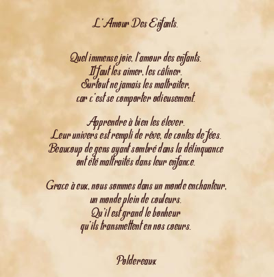 Le poème en image: L’amour Des Enfants.