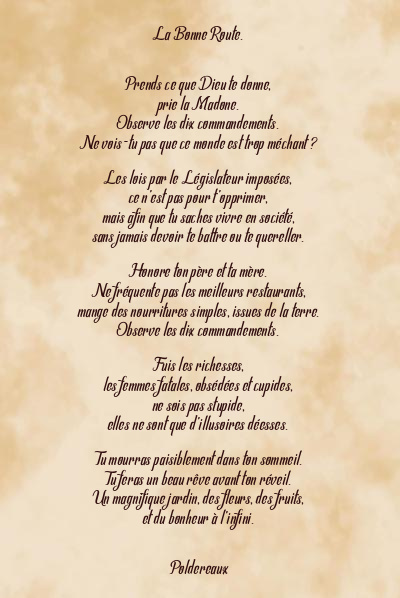Le poème en image: La Bonne Route.