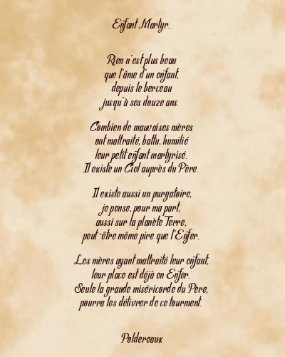 Le poème en image: Enfant Martyr.