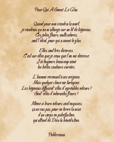 Le poème en image: Pour Qui A Sonné Le Glas.