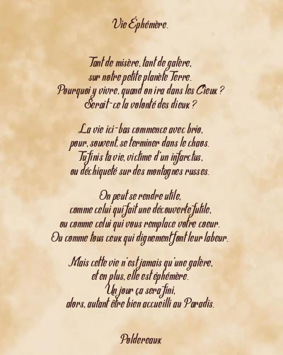 Le poème en image: Vie Éphémère.