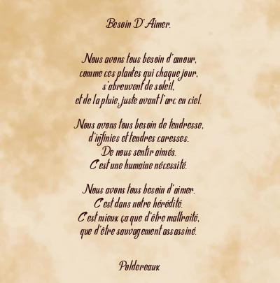 Le poème en image: Besoin D’aimer.