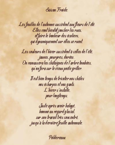Le poème en image: Saison Froide.