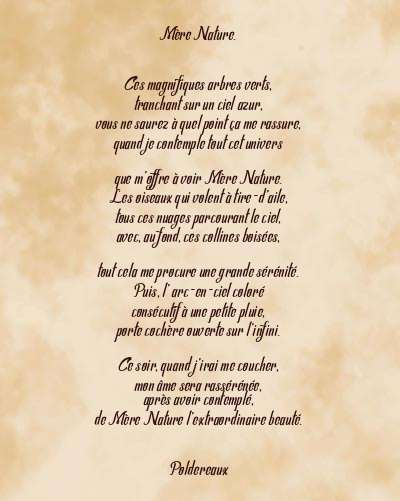 Le poème en image: Mère Nature.