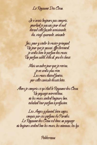 Le poème en image: Le Royaume Des Cieux.