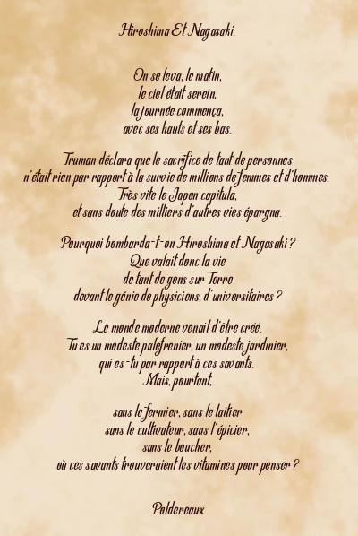 Le poème en image: Hiroshima Et Nagasaki.