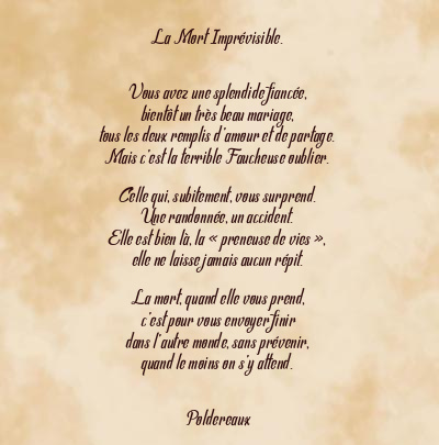 Le poème en image: La Mort Imprévisible.