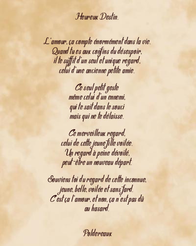 Le poème en image: Heureux Destin.