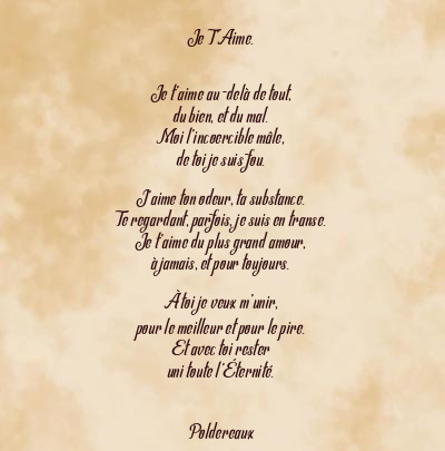 Le poème en image: Je T’aime.