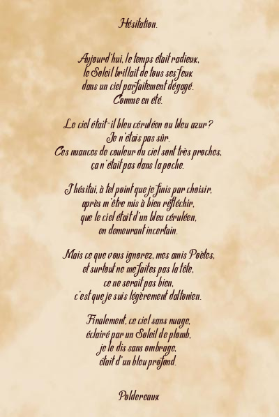 Le poème en image: Hésitation.