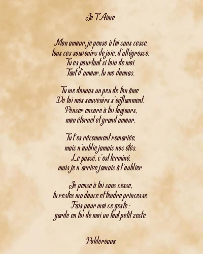 Le poème en image: Je T’aime.