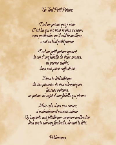 Le poème en image: Un Tout Petit Poème.