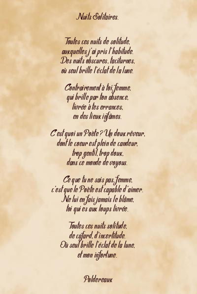 Le poème en image: Nuits Solitaires.