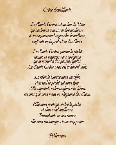 Le poème en image: Grâce Sanctifiante.