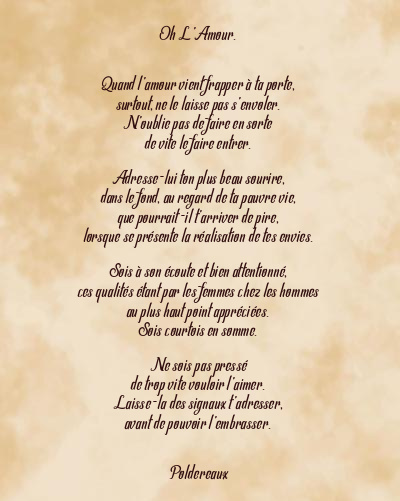 Le poème en image: Oh L’amour.